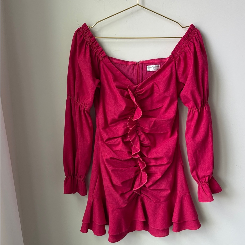 Seven Wonders Lottie Dress in Hot Pink Rouched Ruffle Party Date Night Size 6